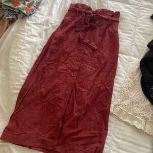 Paper Bag Waist Zara MIDI Skirt with Buttons